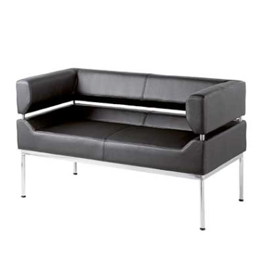 benotto black leather 2 seat sofa