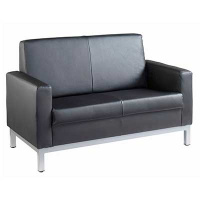 helsinki black leather 2 seat sofa